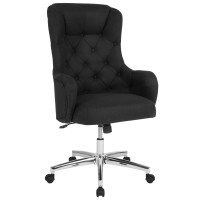 Flash Furniture BT-90557H-BLK-F-GG Chambord Home and Office Upholstered High Back Chair in Black Fabric 